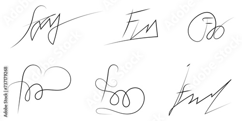 Fictitious handwritten signature isolated on white background