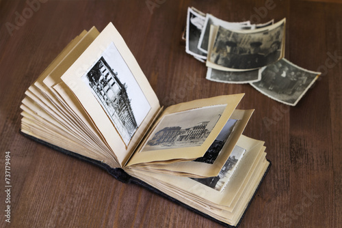 Canvas Print Vintage photograph album with photos 1940s