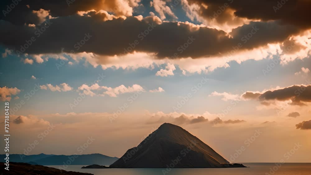 Boat in water with majestic mountain in background. Ideal for travel and adventure concepts Boat in water with majestic mountain in background. Ideal for travel and adventure concepts