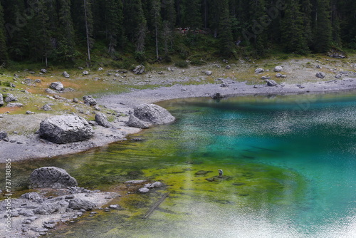 Lago di Carezza (Karersee) turquoise water in the Dolomites - Nova Levante - South Tyrol - Trentino Alto Adige - Italy
