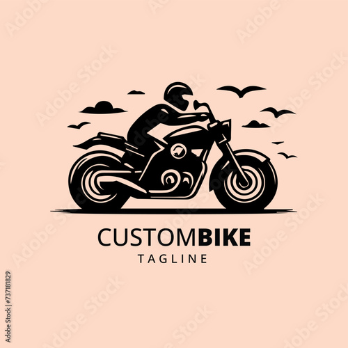 motor circle custom bike vector illustration logo