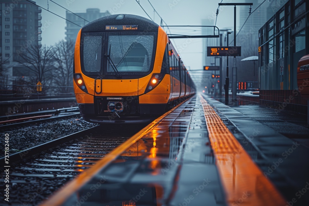 Naklejka premium tram in the city