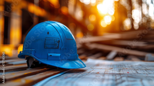 A Blue Construction Helmet Symbolizing Project Success