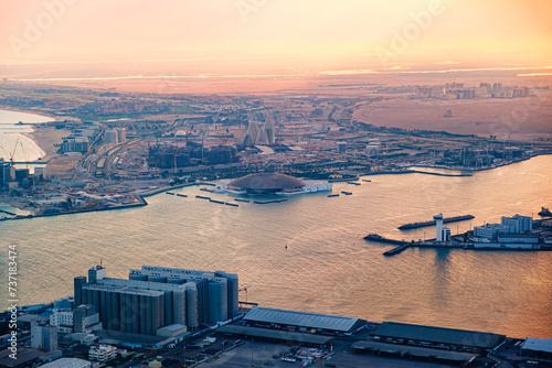Abu Dhabi Saadiyat Island aerial view morning