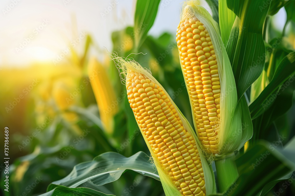 Fototapeta premium corn on the cob in field
