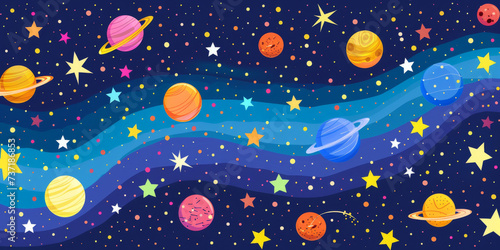 space theme art background  space galaxy on blue background