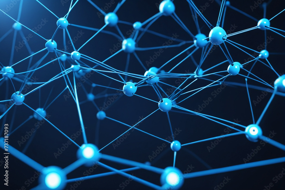 Smart Network and Connection Concept. Blue, Futuristic Digital Style. 3D Render Smart Network and Connection Concept. Blue, Futuristic Digital Style. 3D Render