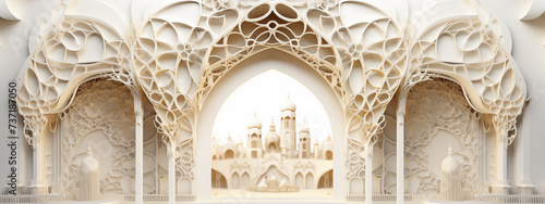 Ramadan Kareem in sculptural and geometric style in beige colors