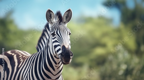 Close Up of a Zebra in a Field