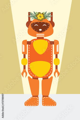 A Colorful Futuristic Robot Avatar Vector Set with Happy Face