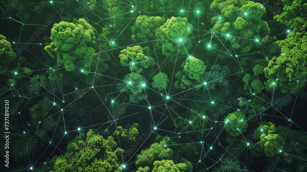 a forest eco green with networking virtual concept a forest eco green with networking virtual concept