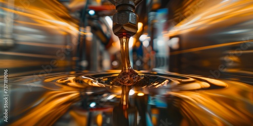 Vision Of A Fluid Oil And Gas Pump Nozzle, Surrounded By A Defocused Background