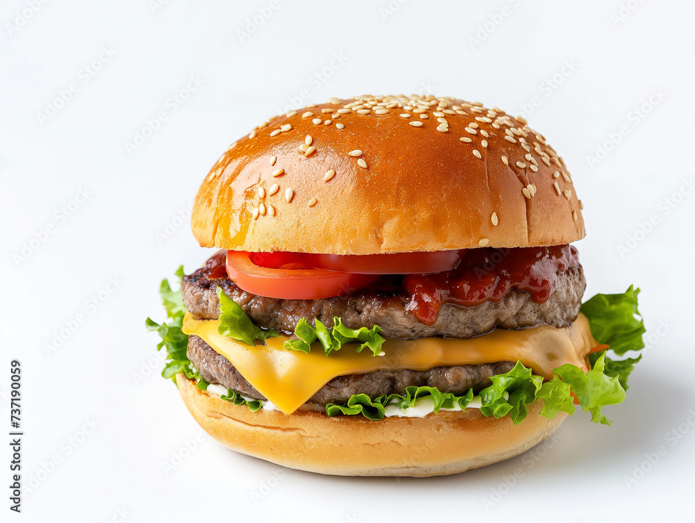 Tasty Cheeseburger on white background. Tasty Cheeseburger on white background.