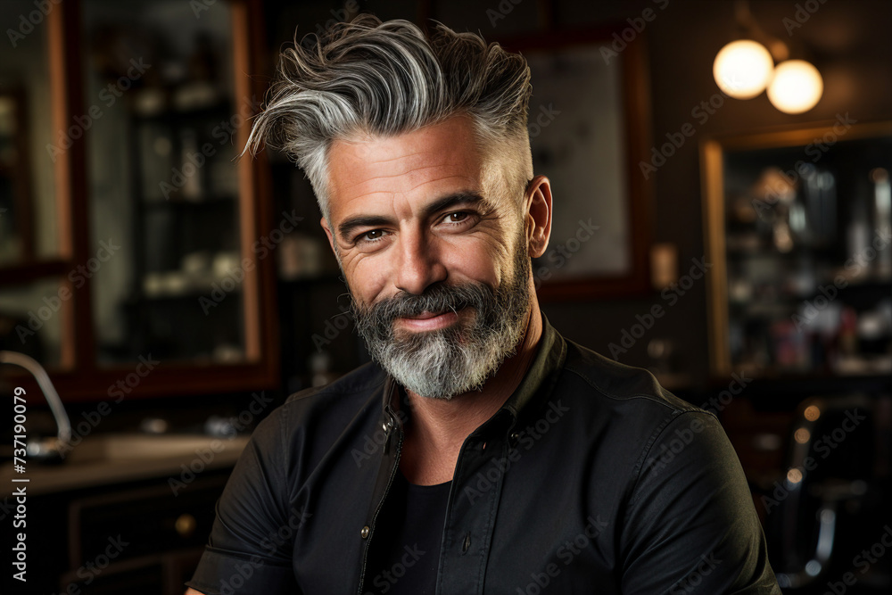 Generative AI image of professional handsomen man working in beauty industry Generative AI image of professional handsomen man working in beauty industry