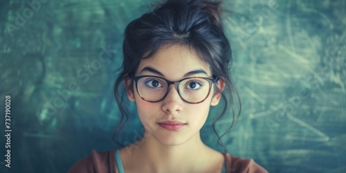 Charming Young Girl With Endearing Nerdy Charm photo