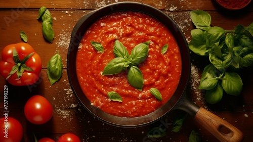 tomato sauce and basil
