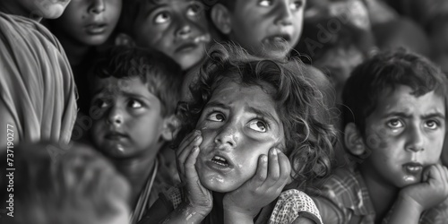 Children Weep Amidst The Anguish Of War, Seeking Solace And Safety