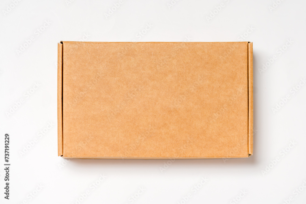 Green Packaging Solution: Cardboard Container Seen from Above isolated on white Background Green Packaging Solution: Cardboard Container Seen from Above isolated on white Background