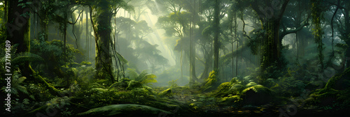 Enthralling Panoramic View of the Verdant Majesty: Untouched Rainforest Ecosystem photo