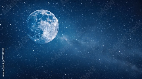 Blue Moon. Super Full moon august. Moon bright. Stars. The background full of stars in the galaxy.  © Ziyan