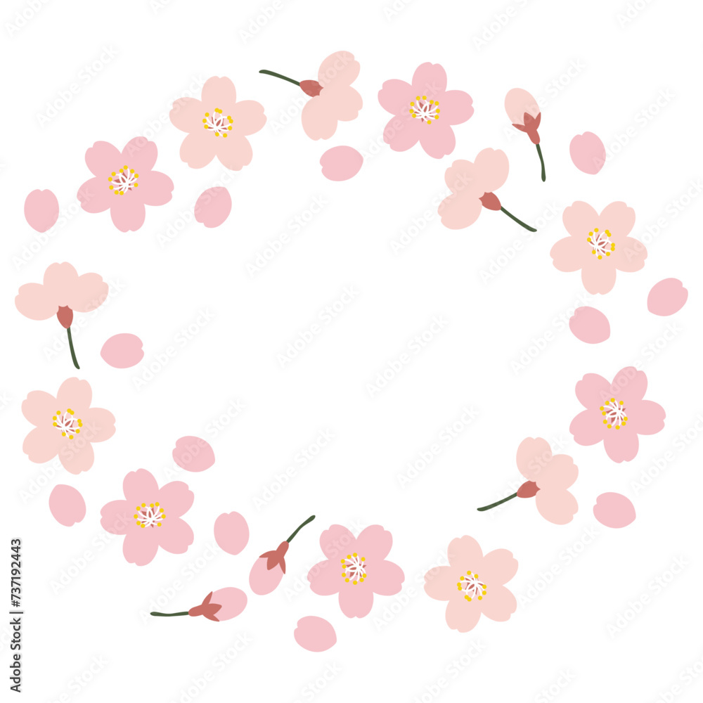シンプルな桜の円フレーム