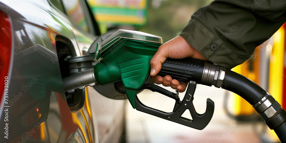 Man Filling Gas Tank At Service Station Man Filling Gas Tank At Service Station
