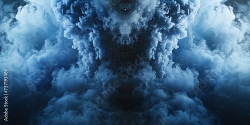 Enigmatic Setting With Elusive Blue Smoke Swirling In Intricate Cyclorama photo