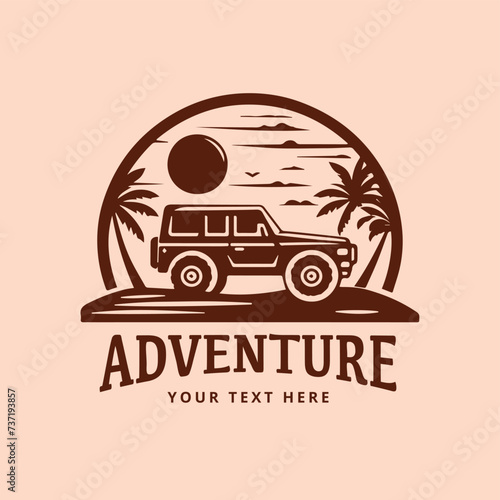 adventure jeep outdoor vector illustration logo
