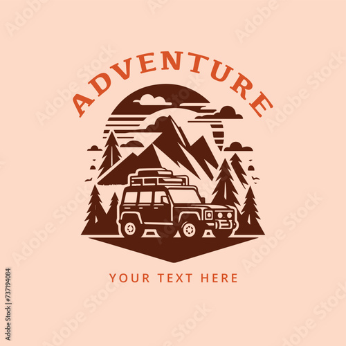 adventure jeep outdoor vector illustration logo