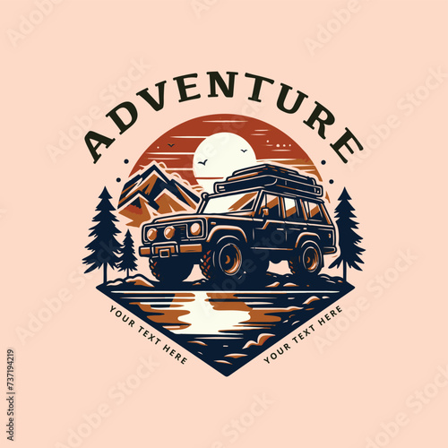 adventure jeep outdoor vector illustration logo