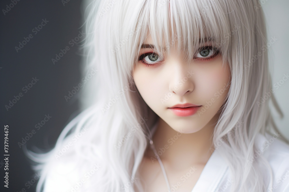 Digital generative ai collage of beautiful chinese girl cosplay anime personage for otaku festival Digital generative ai collage of beautiful chinese girl cosplay anime personage for otaku festival