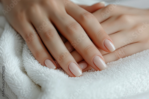 Hand and Nail Care. Beautiful Women s Feet and Hands After Manicure and Pedicure at Beauty Salon. Spa Manicure