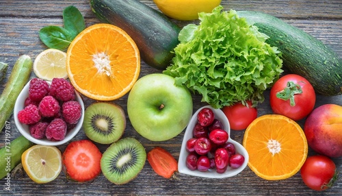fresh organic fruits and vegetables healthy diet is the basis of strong immunity