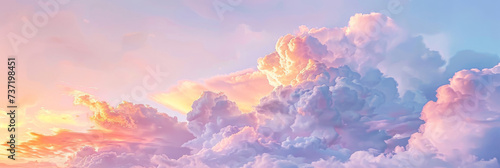  pink and purple sky at sunset. Sky panorama background, header and web banner,  pink clouds sky background photo