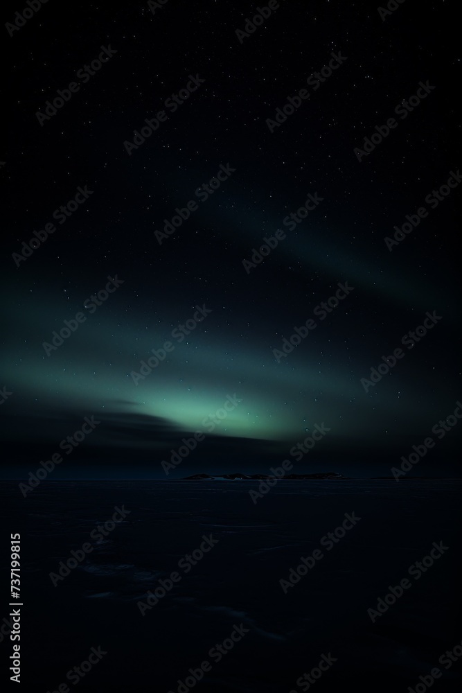 Arctic Whisper: Gentle Aurora Borealis Sweeping Over Icy Wilderness Under Night Sky