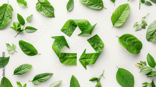 recyle eco green environment with leaves concept photo
