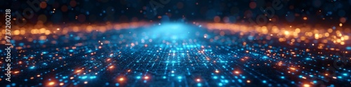 Futuristic Network of Glowing Fibre Optic Cables with Bokeh Effect photo