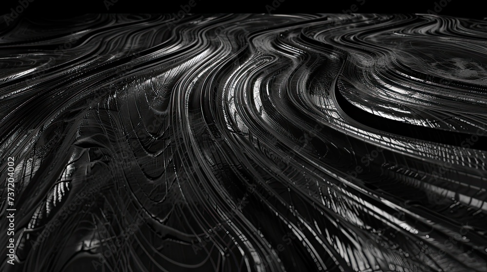 black and white sketch of a black wood floor with curves, in the style ...