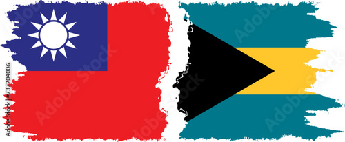 Bahamas and Taiwan grunge flags connection vector photo