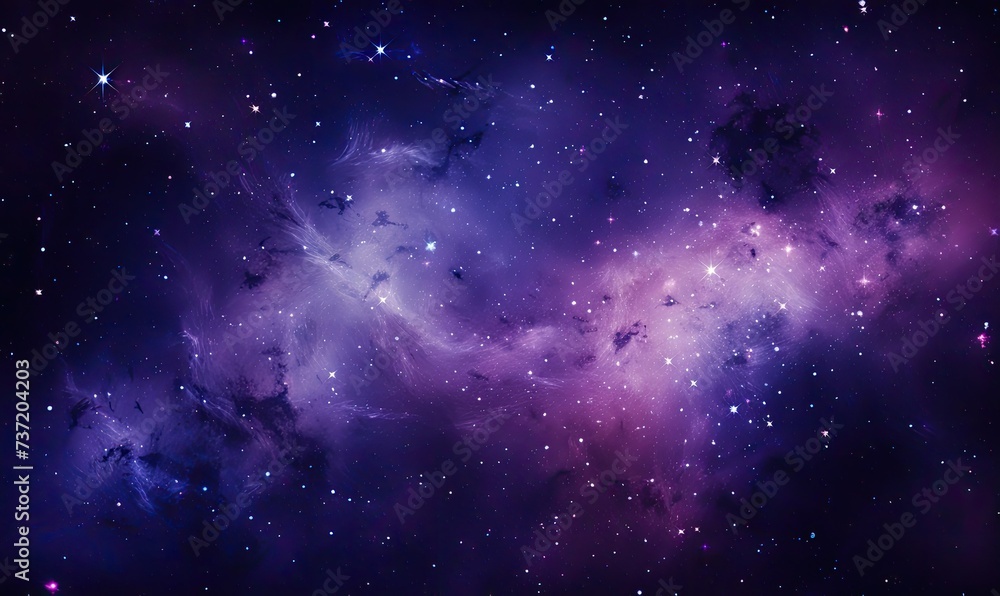 Cosmic Dreams: A Celestial Canvas of Purple and Blue Sparkling Stars