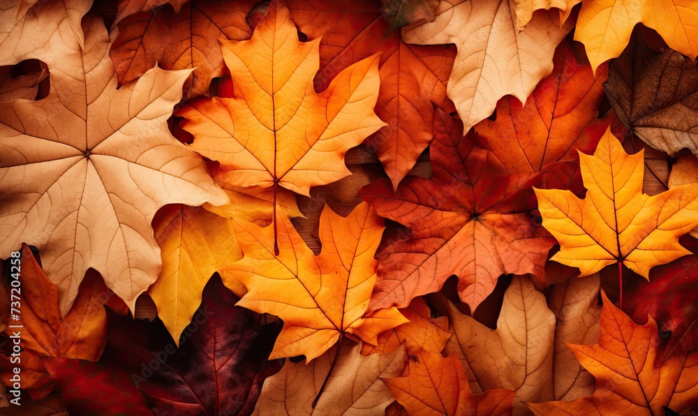 A Serene Autumn Scene: Leaves in Various Shapes and Colors Creating a Colorful Carpet A Serene Autumn Scene: Leaves in Various Shapes and Colors Creating a Colorful Carpet