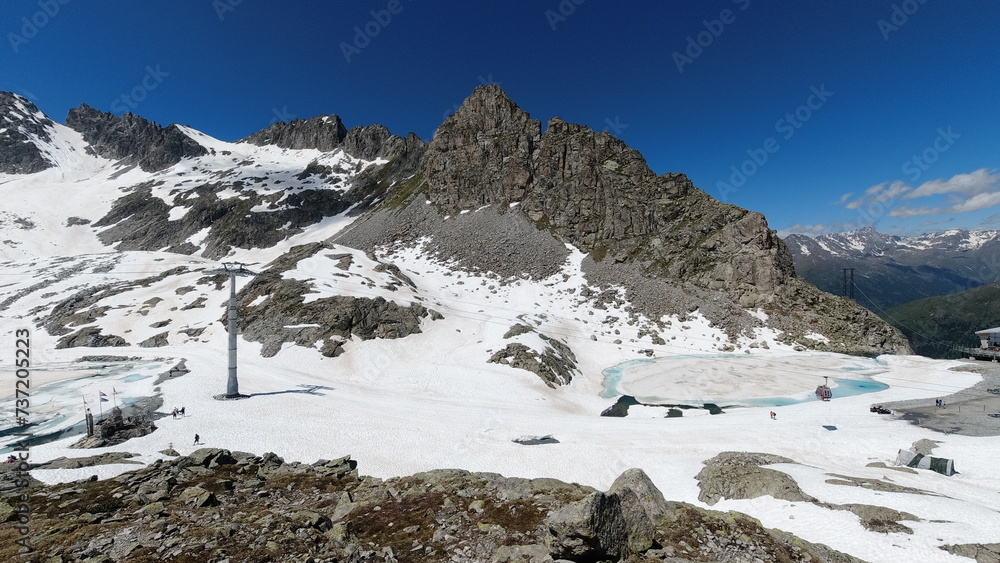 Rocky mountain and Presena glacier in italy