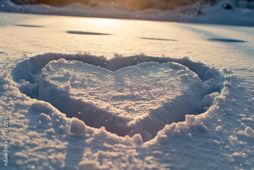 a heart drawn in the fresh snow
