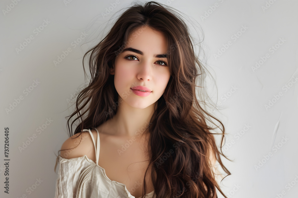 Portrait of young beautiful woman on background. Portrait of young beautiful woman on background.