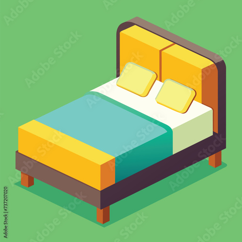 Bed cute object vector EPS