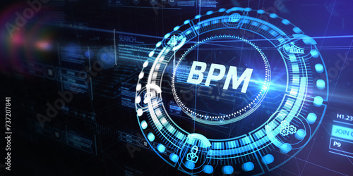 BPM Business process management system technology concept. 3d illustration