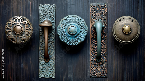 old door knockers and door handles photo