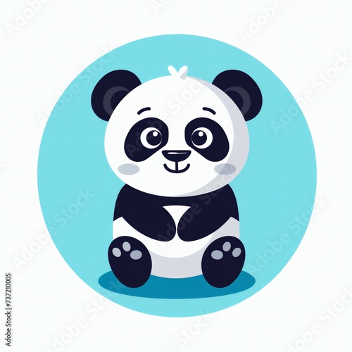 Cute panda logo  flat design  cartoon character.
