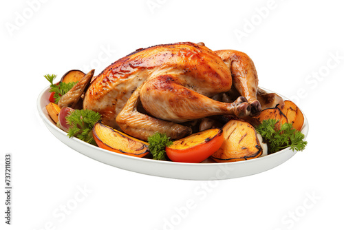 roasted chicken breast with veggies set, Isolated on transparent PNG background, Generative ai