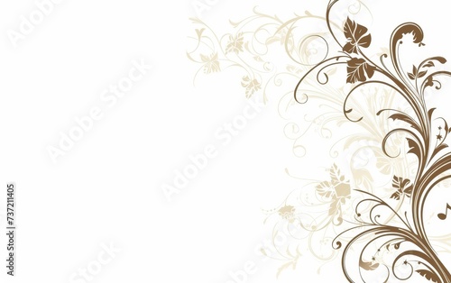 An intricate floral design with swirls and leaf motifs adorns a beige background, providing an elegant and sophisticated template for design and creativity..